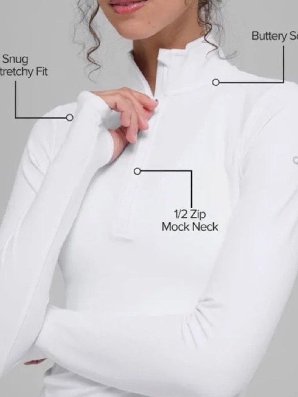 ALO Yoga White 1/2-Zip Mock Neck Sweater